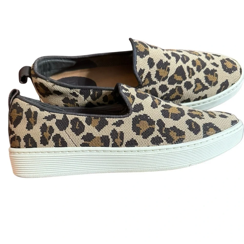Sofft Leopard Tan Knit Print Somers Sneaker Slip-on Shoe - Picture 4 of 10